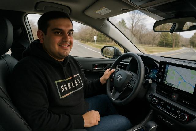 AI Generated Image of of me driving a blue car