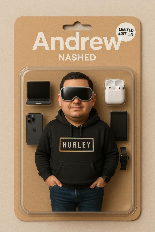 AI generated image of Andrew as a packaged toy